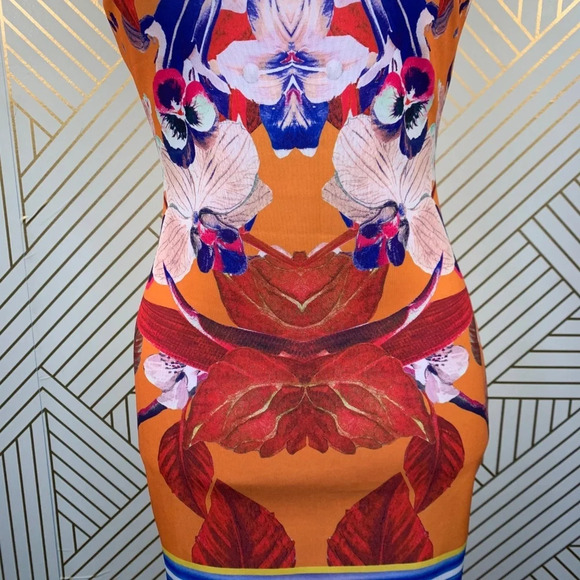 Clover Canyon Prism Orchid Neoprene Dress Orange - Picture 4 of 8